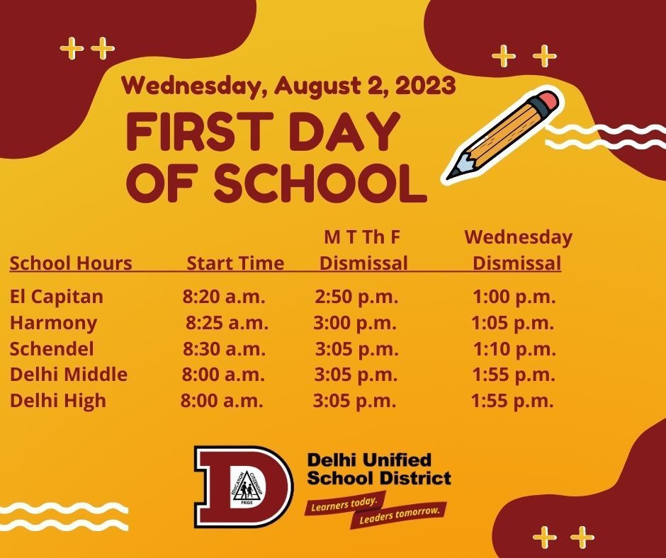 First Day of School is August 2, 2023